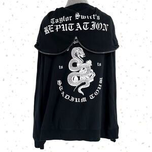 Taylor Swift Reputation Black Zipper Hood Hoodie Snake Stadium Tour Size M